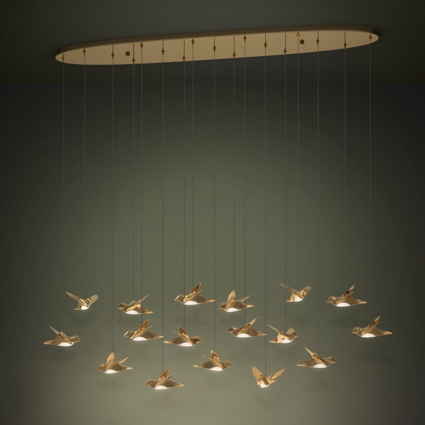 Eglo - LED ljusreglerad ljuskrona på textilsladd 17xLED/3W/230V 3000K guld