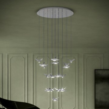 Eglo - LED ljusreglerad ljuskrona på textilsladd 17xLED/3W/230V 3000K skinande krom