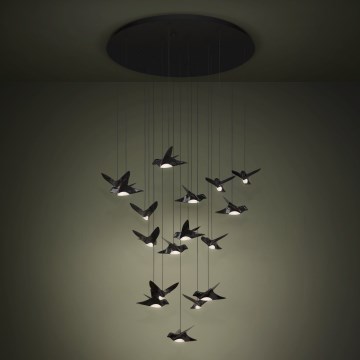 Eglo - LED ljusreglerad ljuskrona på textilsladd 17xLED/3W/230V 3000K svart