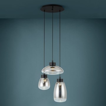 Eglo - LED ljusreglerad ljuskrona på textilsladd 3xLED/5,4W/230V 2700K rökig