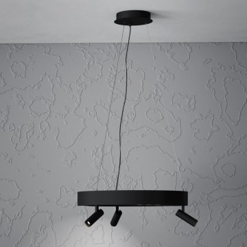Eglo - LED ljusreglerad ljuskrona på textilsladd 3xLED/8W/230V + 3xLED/8,5W 3000K svart + fjärrkontroll
