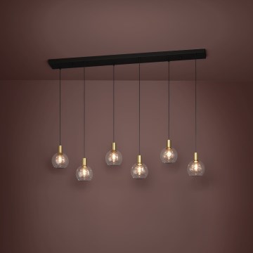 Eglo - LED ljusreglerad ljuskrona på textilsladd 6xLED/5,4W/230V 3000K guld