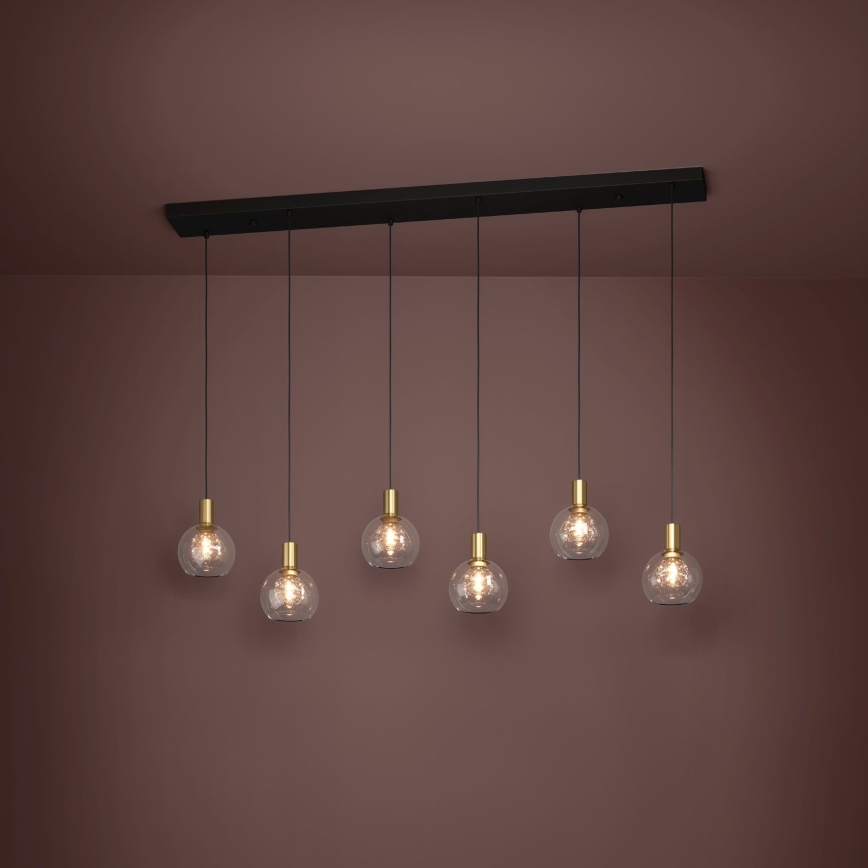 Eglo - LED ljusreglerad ljuskrona på textilsladd 6xLED/5,4W/230V 3000K guld