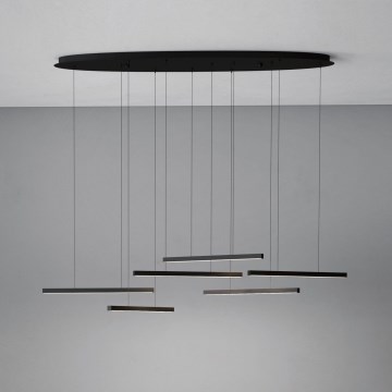 Eglo - LED ljusreglerad ljuskrona på textilsladd 6xLED/8,4W/230V 3000K svart
