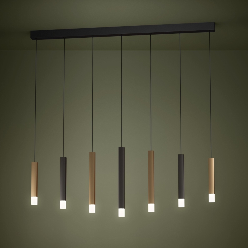Eglo - LED ljusreglerad ljuskrona på textilsladd 7xLED/3,1W/230V 3000K antracit/guld