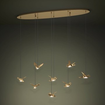 Eglo - LED ljusreglerad ljuskrona på textilsladd 8xLED/4,2W/230V 3000K guld