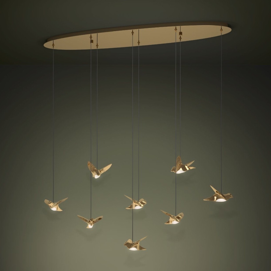 Eglo - LED ljusreglerad ljuskrona på textilsladd 8xLED/4,2W/230V 3000K guld