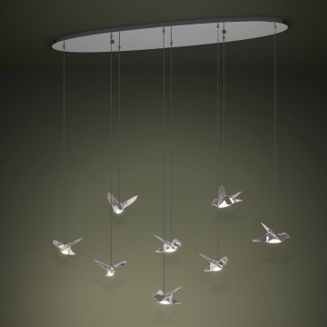 Eglo - LED ljusreglerad ljuskrona på textilsladd 8xLED/4,2W/230V 3000K skinande krom