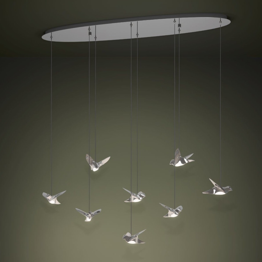 Eglo - LED ljusreglerad ljuskrona på textilsladd 8xLED/4,2W/230V 3000K skinande krom