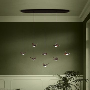 Eglo - LED ljusreglerad ljuskrona på textilsladd 8xLED/4,2W/230V 3000K svart