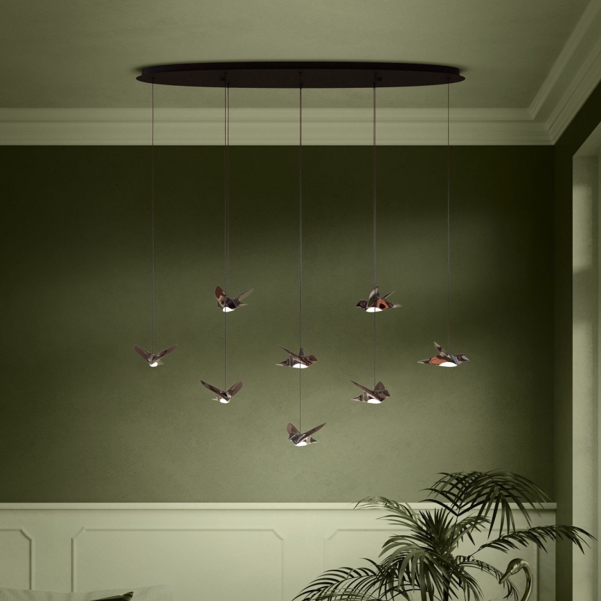 Eglo - LED ljusreglerad ljuskrona på textilsladd 8xLED/4,2W/230V 3000K svart