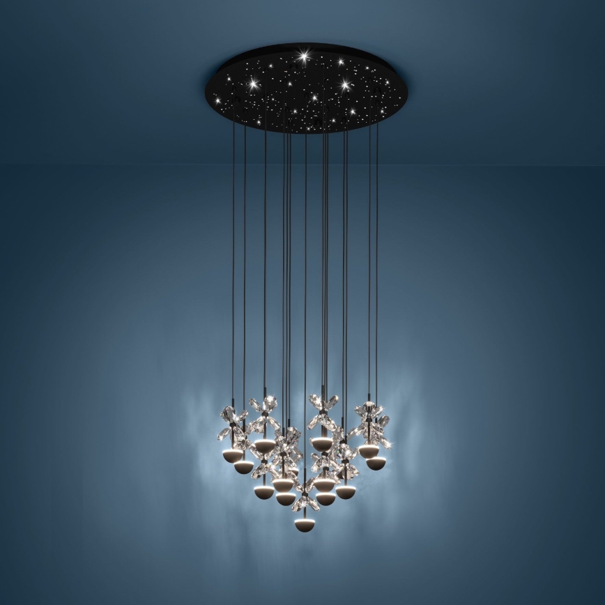 Eglo - LED ljusreglerad ljuskrona på textilsladd LED/27W/230V 3000K svart