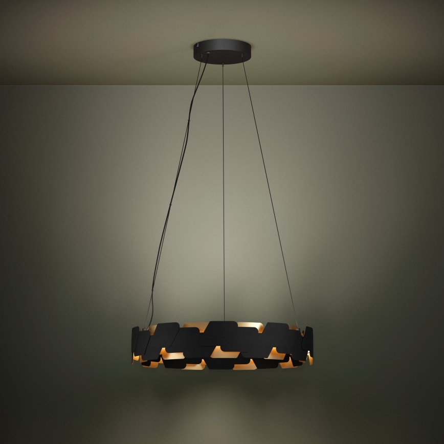 Eglo - LED ljusreglerad ljuskrona på textilsladd LED/72W/230V 3000K svart/guld