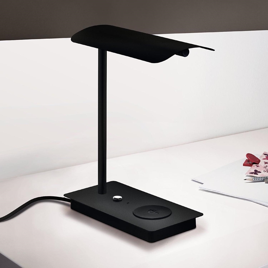 Eglo - LED ljusreglerad touch bordslampa  med trådlös laddning  LED/5,8W/230V svart 