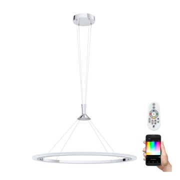 Eglo - LED RGB Ljusreglerad ljuskrona på textilsladd HORNITOS-C LED/37W/230V + fjärrkontroll