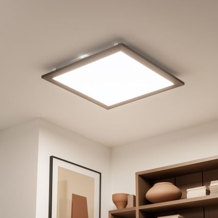 Eglo - LED RGB Ljusreglerad fäst panel SALOBRENA-C WOOD LED/30,5W/230V 2700-6500K 64x64 cm mörkbrun + fjärrkontroll