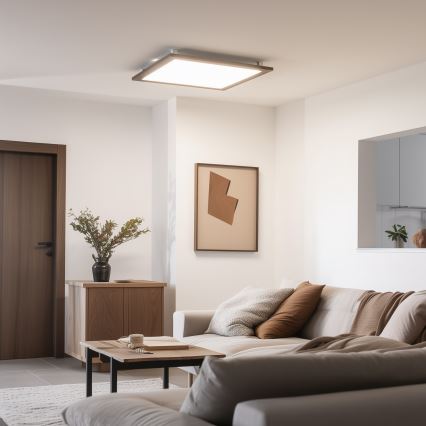 Eglo - LED RGB Ljusreglerad fäst panel SALOBRENA-C WOOD LED/30,5W/230V 2700-6500K 64x64 cm mörkbrun + fjärrkontroll