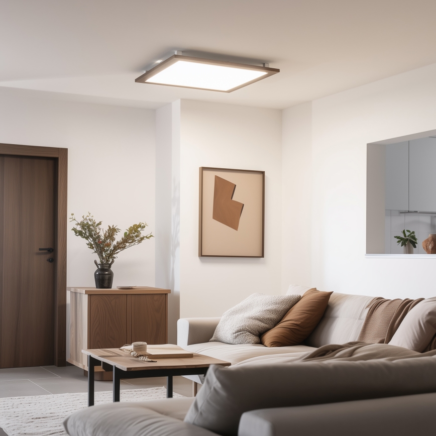 Eglo - LED RGB Ljusreglerad fäst panel SALOBRENA-C WOOD LED/30,5W/230V 2700-6500K 64x64 cm mörkbrun + fjärrkontroll