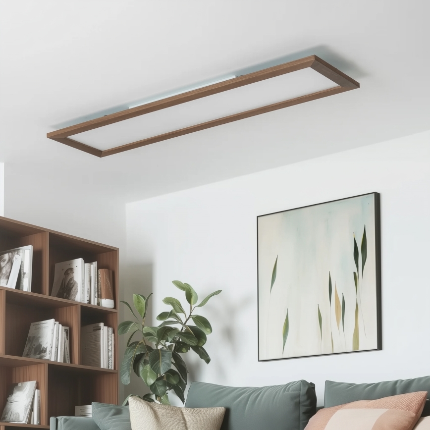 Eglo - LED RGBW dimbar ytmonterad panel SALOBRENA-C WOOD LED/34W/230V 2700-6500K 34x124 cm mörkbrun + fjärrkontroll