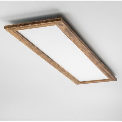 Eglo - LED RGBW Ljusreglerad fäst/infälld panel SALOBRENA-C WOOD LED/34W/230V 2700-6500K 34x124 cm brun + fjärrkontroll