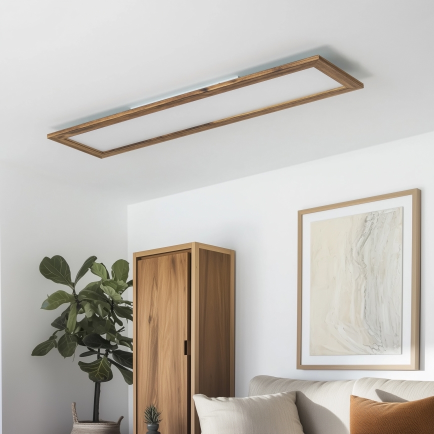 Eglo - LED RGBW Ljusreglerad fäst/infälld panel SALOBRENA-C WOOD LED/34W/230V 2700-6500K 34x124 cm brun + fjärrkontroll