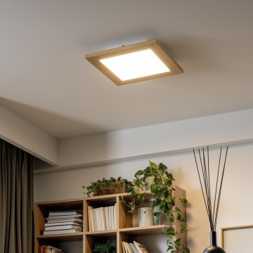 Eglo - LED RGBW Ljusreglerad fäst panel SALOBRENA-C WOOD LED/16W/230V 2700-6500K 34x34 cm brun + fjärrkontroll