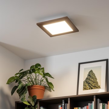 Eglo - LED RGBW Ljusreglerad fäst panel SALOBRENA-C WOOD LED/16W/230V 2700-6500K 34x34 cm mörkbrun + fjärrkontroll