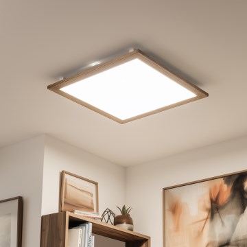Eglo - LED RGBW Ljusreglerad fäst panel SALOBRENA-C WOOD LED/34W/230V 2700-6500K 64x64 cm brun + fjärrkontroll