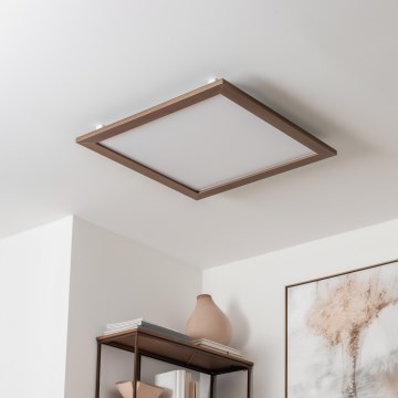 Eglo - LED RGBW Ljusreglerad fäst panel SALOBRENA-C WOOD LED/34W/230V 2700-6500K 64x64 cm mörkbrun + fjärrkontroll