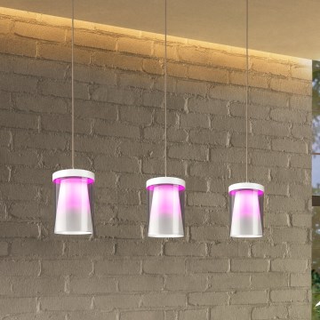 Eglo - LED RGBW Ljusreglerad ljuskrona på textilsladd 3xLED/3,7W/230V 2700-6500K vit ZigBee
