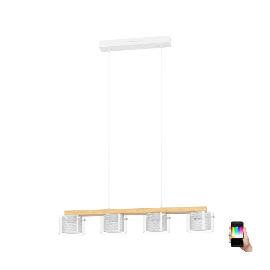Eglo - LED RGBW Ljusreglerad ljuskrona på textilsladd 4xLED/3,7W/230V 2700-6500K
