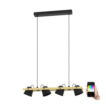 Eglo - LED RGBW Ljusreglerad ljuskrona på textilsladd 4xLED/3,7W/230V 2700-6500K
