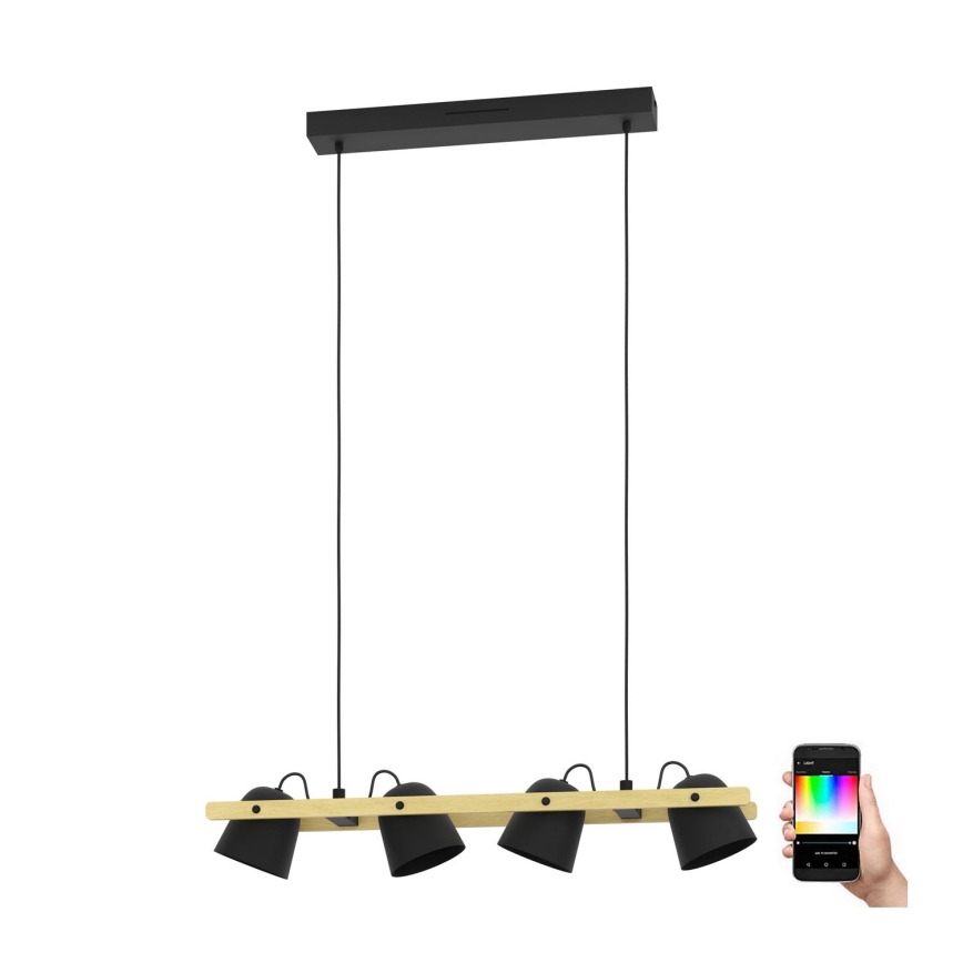 Eglo - LED RGBW Ljusreglerad ljuskrona på textilsladd 4xLED/3,7W/230V 2700-6500K