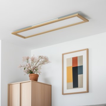 Eglo - LED RGBW Ljusreglerad panel SALOBRENA-C WOOD LED/31W/230V 2700-6500K 34x124 cm brun + fjärrkontroll