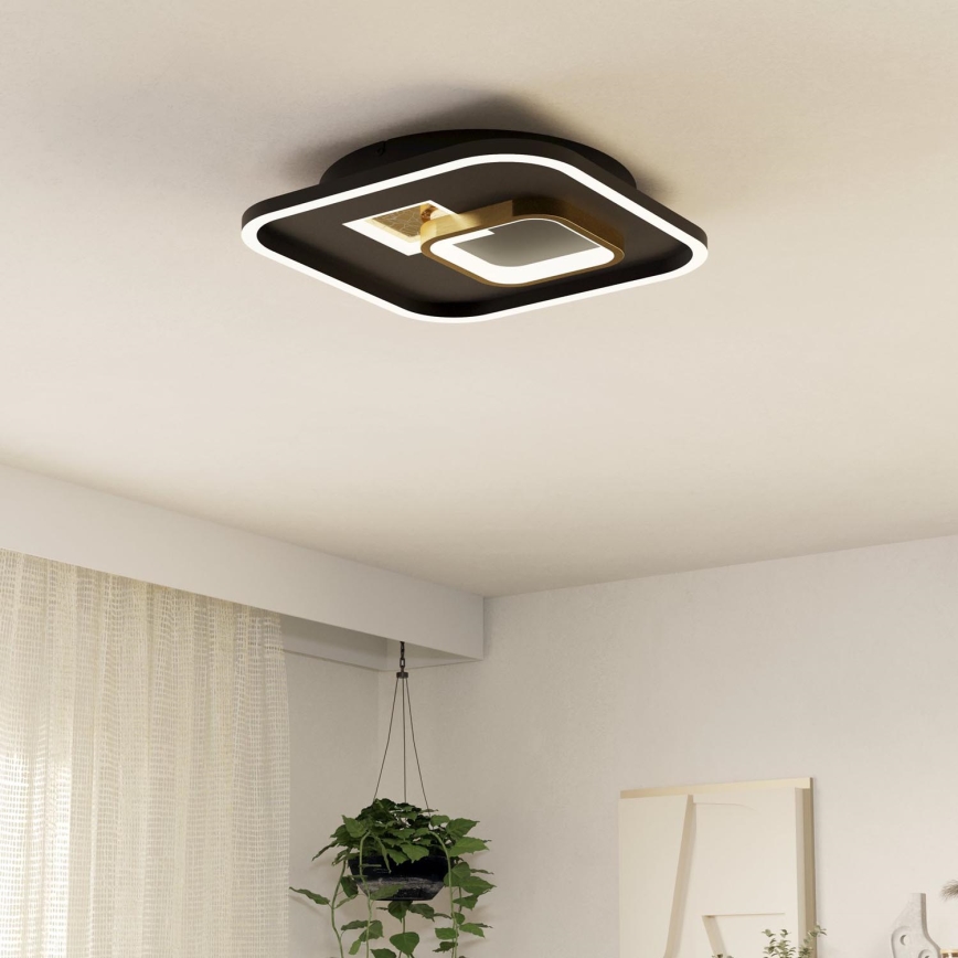 Eglo - LED taklampa 1xLED/16,2W/230V + 1xLED/9,2W 38x38 cm svart/guld