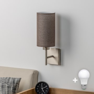 Eglo - LED Vägglampa TUNJA 1xE27/60W/230V matt krom/brun