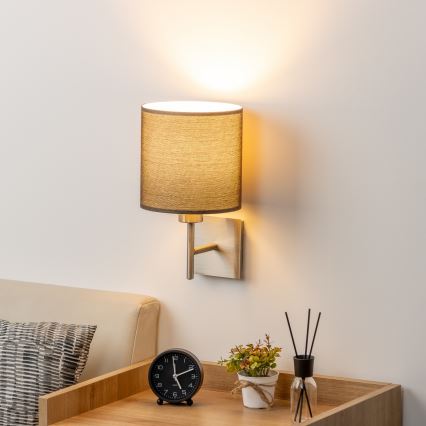 Eglo - LED Vägglampa TUNJA 1xE27/60W/230V matt krom/brun
