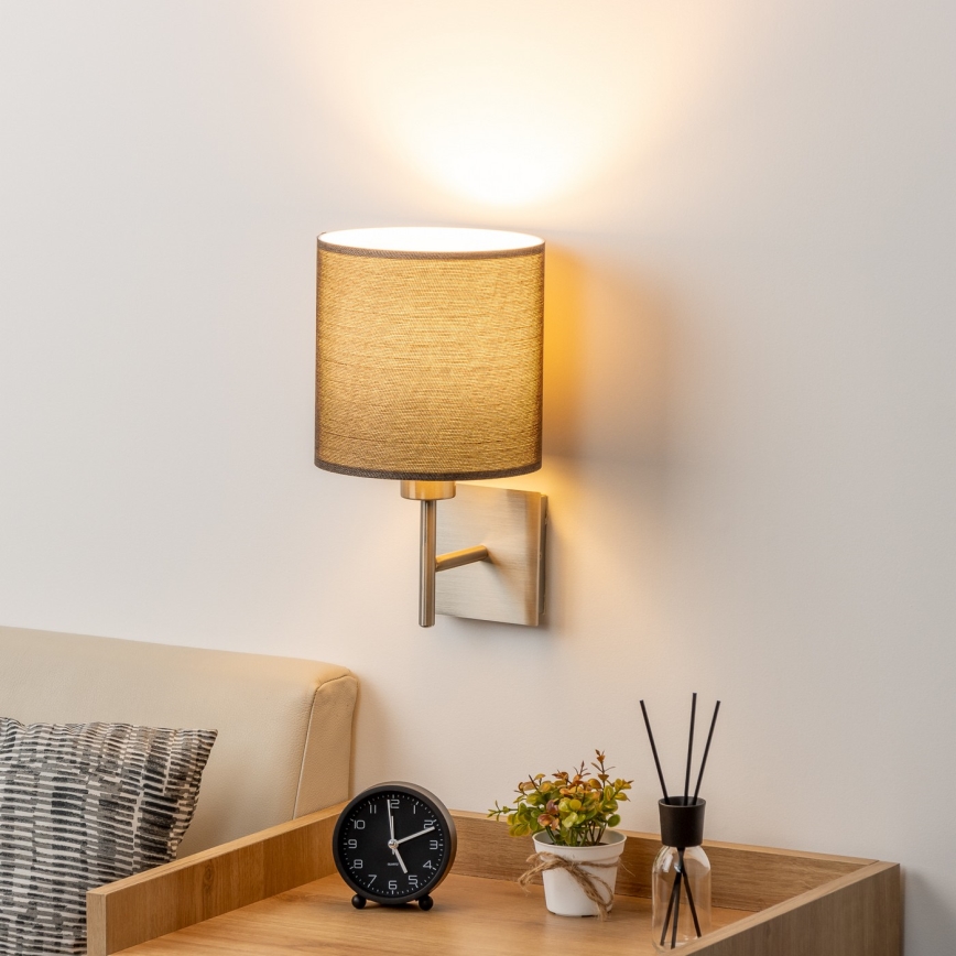 Eglo - LED Vägglampa TUNJA 1xE27/60W/230V matt krom/brun