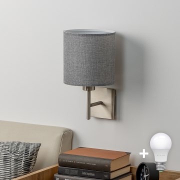 Eglo - LED Vägglampa TUNJA 1xE27/60W/230V matt krom/grå