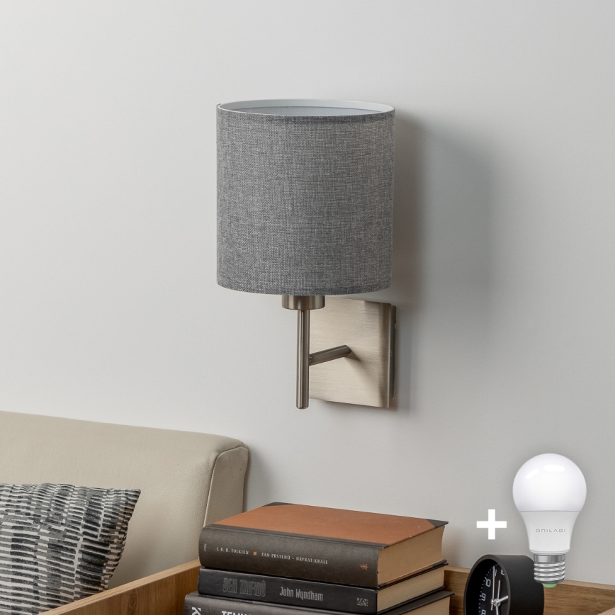 Eglo - LED Vägglampa TUNJA 1xE27/60W/230V matt krom/grå