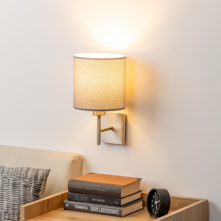 Eglo - LED Vägglampa TUNJA 1xE27/60W/230V matt krom/grå