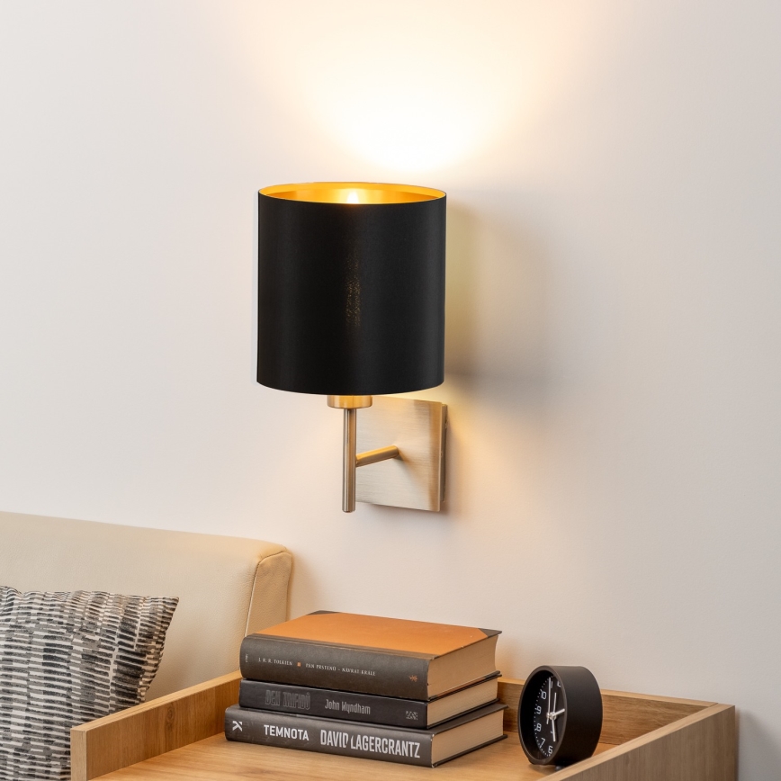 Eglo - LED Vägglampa TUNJA 1xE27/60W/230V matt krom/svart