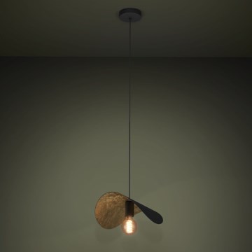 Eglo - Ljuskrona med textilsladd 1xE27/40W/230V 41 cm svart/guld