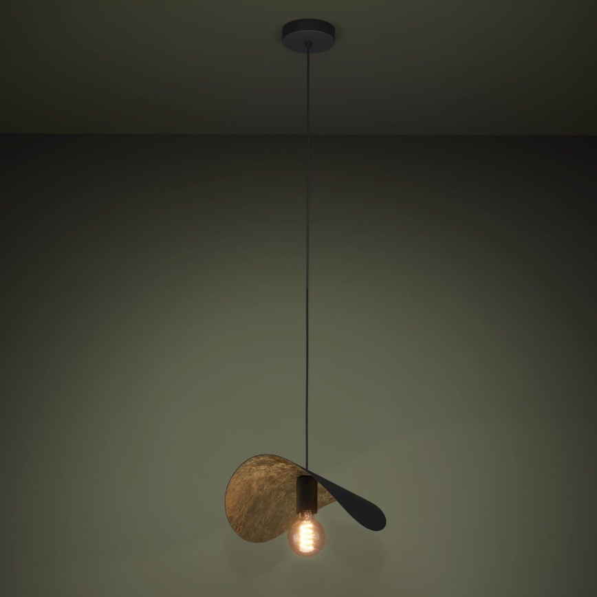 Eglo - Ljuskrona med textilsladd 1xE27/40W/230V 41 cm svart/guld