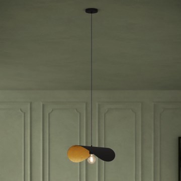 Eglo - Ljuskrona med textilsladd 1xE27/40W/230V 53 cm svart/guld