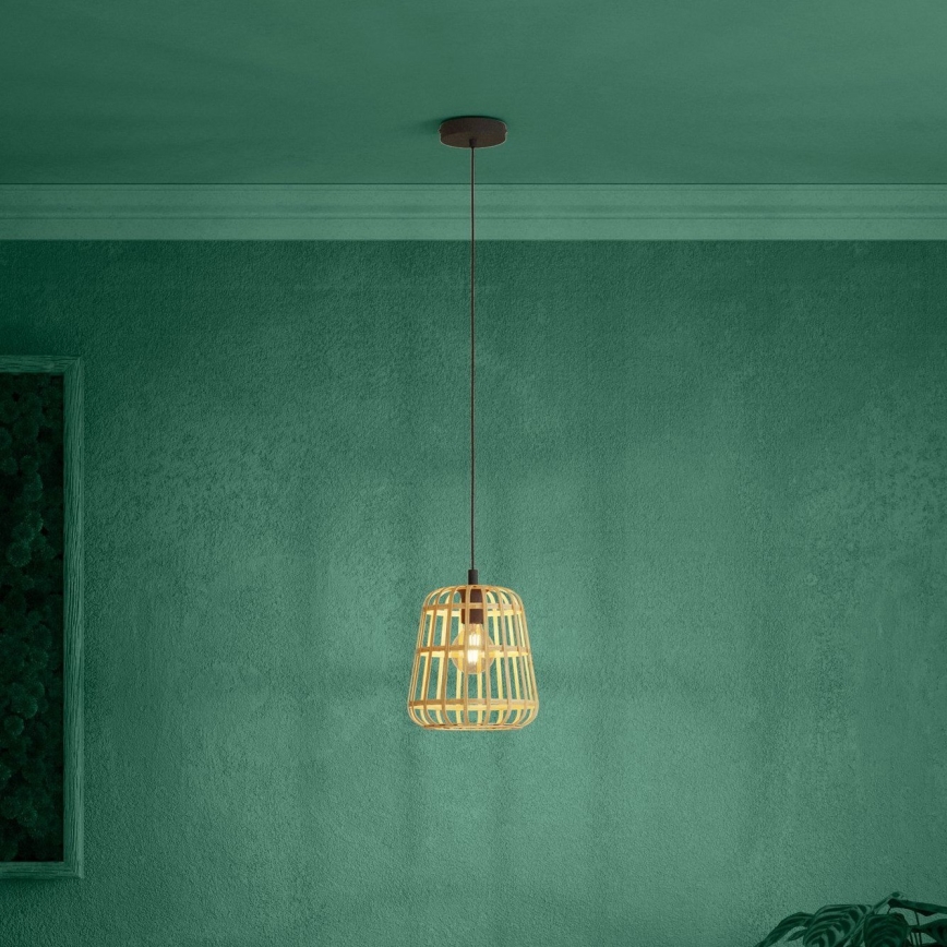 Eglo - Ljuskrona med textilsladd 1xE27/40W/230V diameter 24 cm bambu
