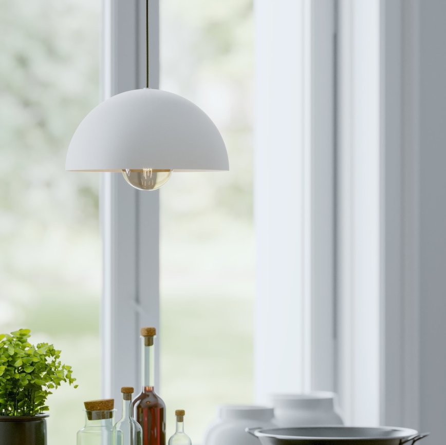 Eglo - Ljuskrona med textilsladd 1xE27/40W/230V diameter 30 cm vit