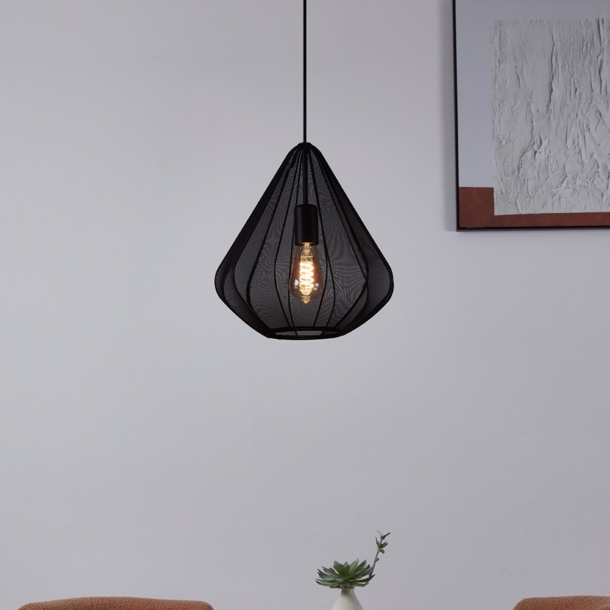 Eglo - Ljuskrona med textilsladd 1xE27/40W/230V diameter 33,5 cm svart