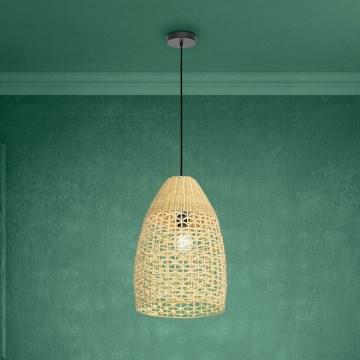 Eglo - Ljuskrona med textilsladd 1xE27/40W/230V diameter 35 cm bambu