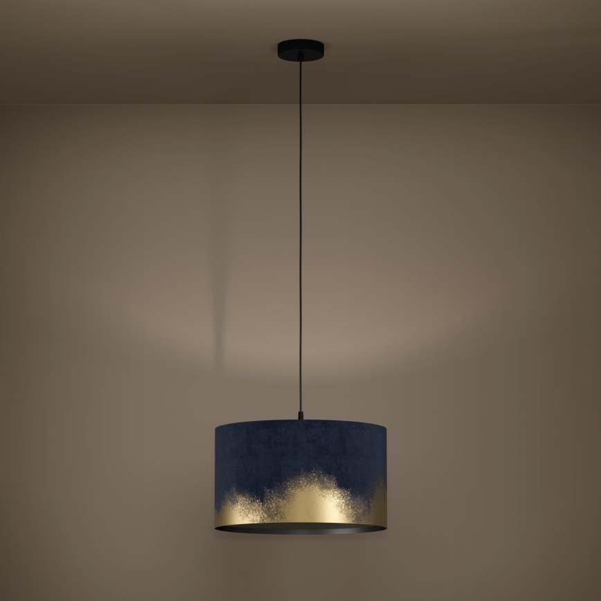Eglo - Ljuskrona med textilsladd 1xE27/40W/230V diameter 38 cm blå/guld